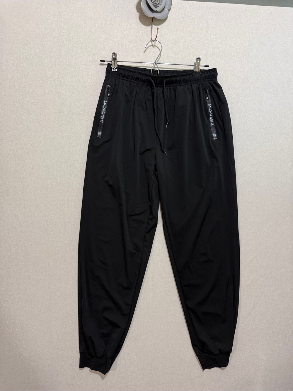 Women's Black Track Joggers with Zippered Pockets